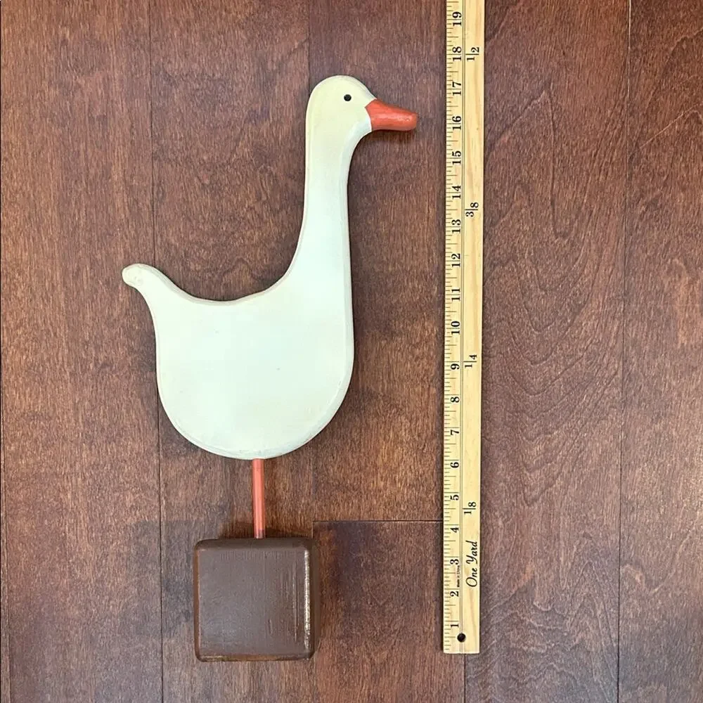 Vintage Handcrafted Wooden Duck Figurine Mounted on a Wooden Box